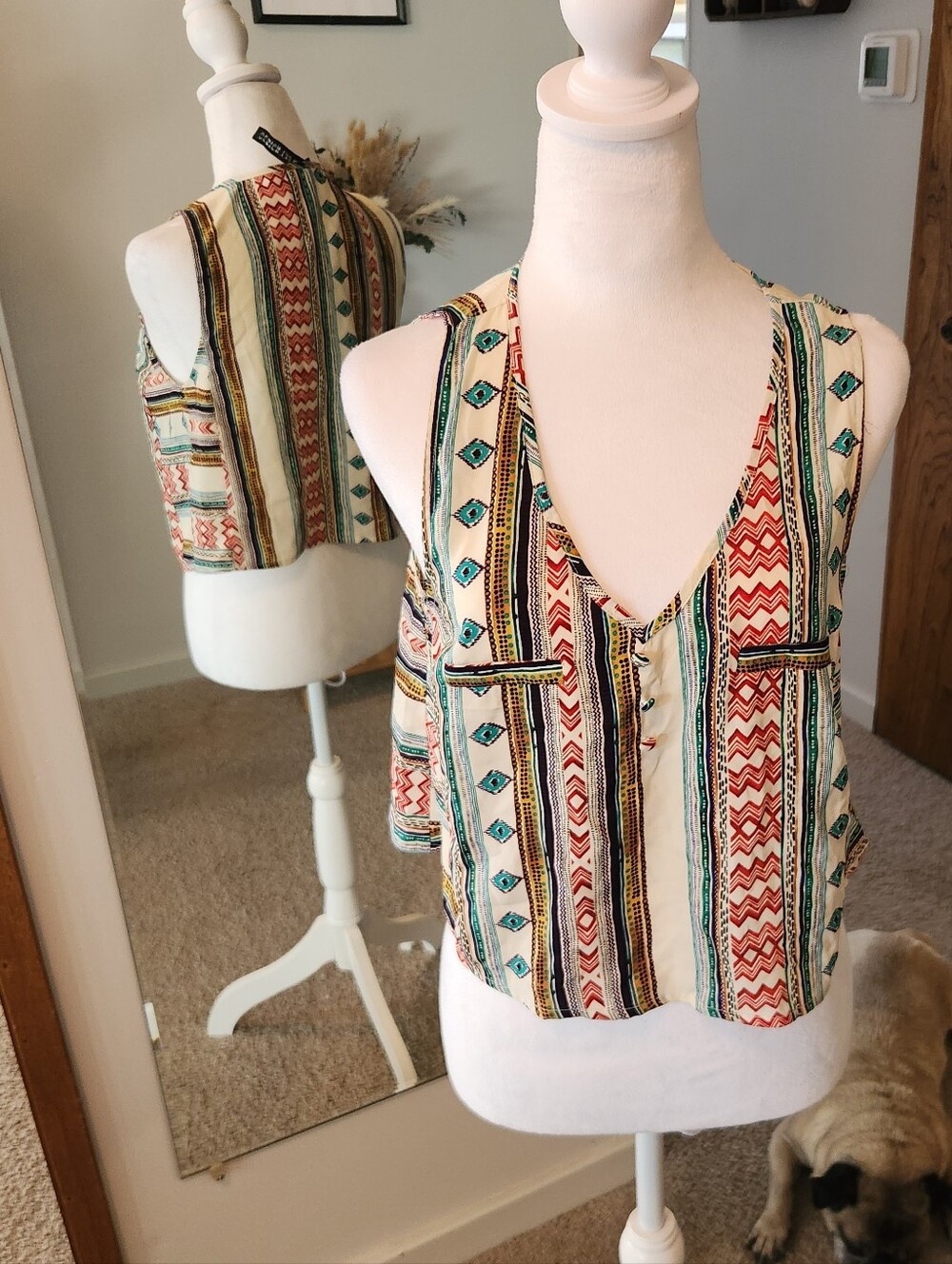 (2 For $25) Design Lab Lord & Taylor Blue Pink Sleeveless Crop Tank Top